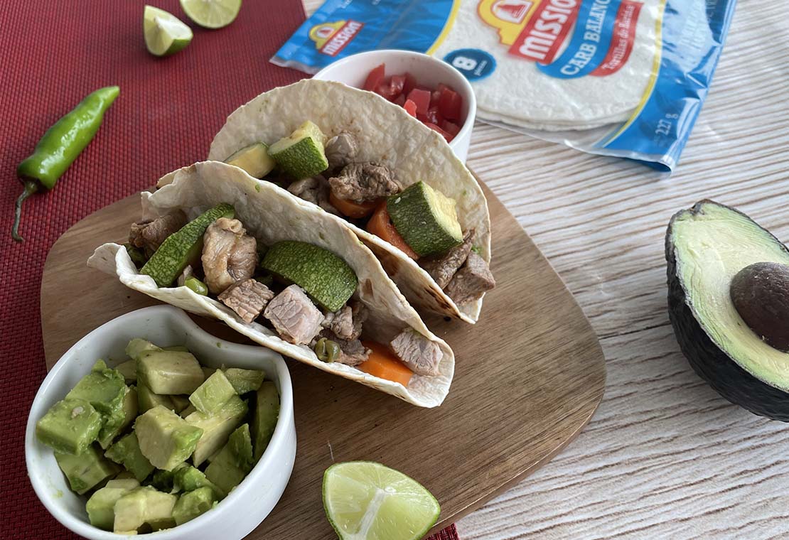 Tacos de Arrachera de Pavo y Verdura